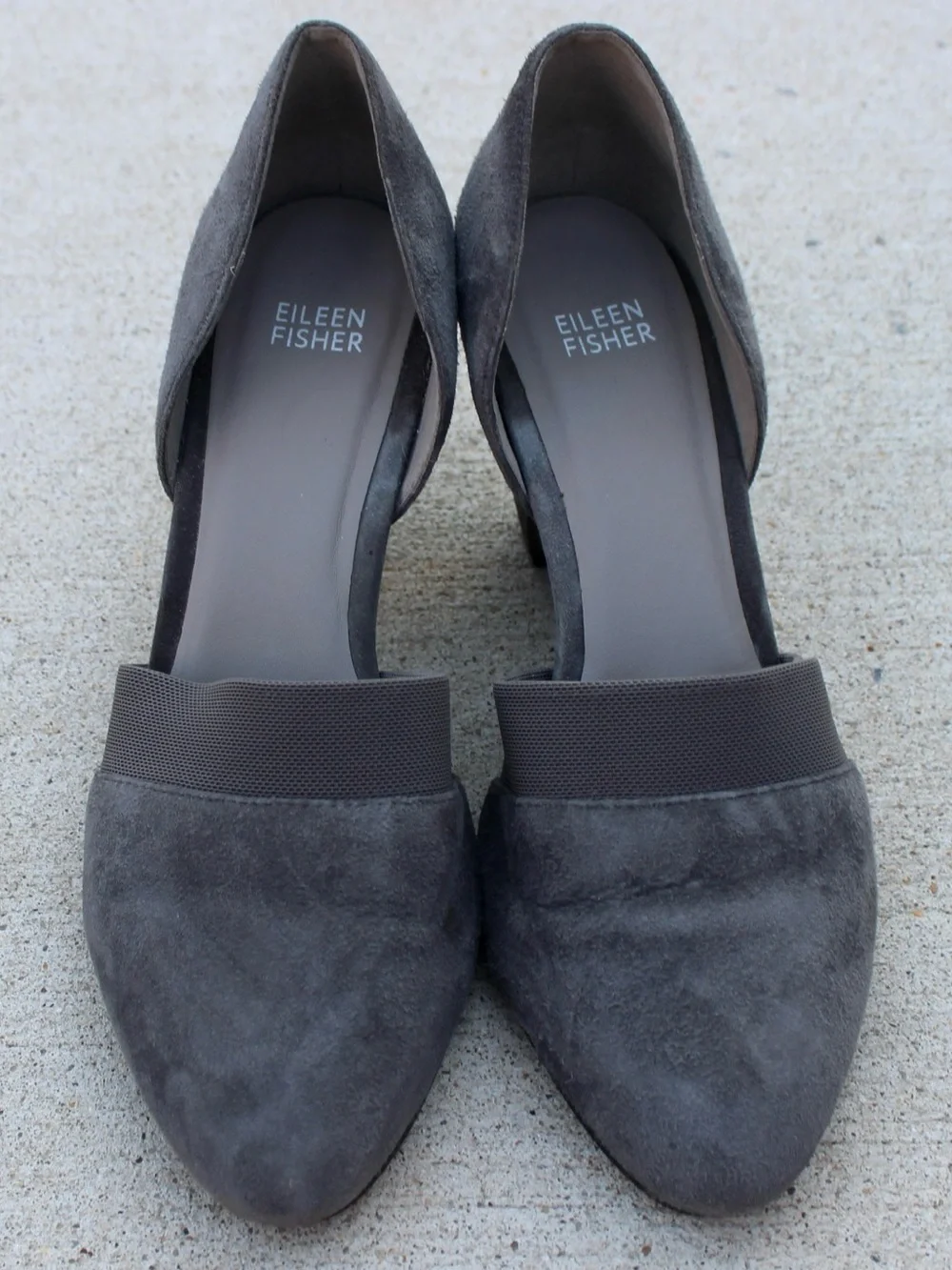 Eileen Fisher Hilly Grey Suede D'Orsay Wedge Pumps Sz 9
